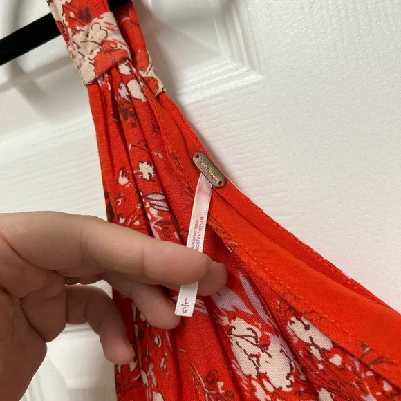 Free People All Mine One-Shoulder Mini Dress | Cherry Combo | Size L - Picture 7 of 11